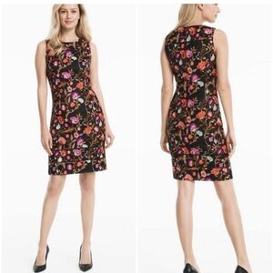 NWOT White House Black Market Black Dress Floral Embroidery Luxury Sz 2 Sheath